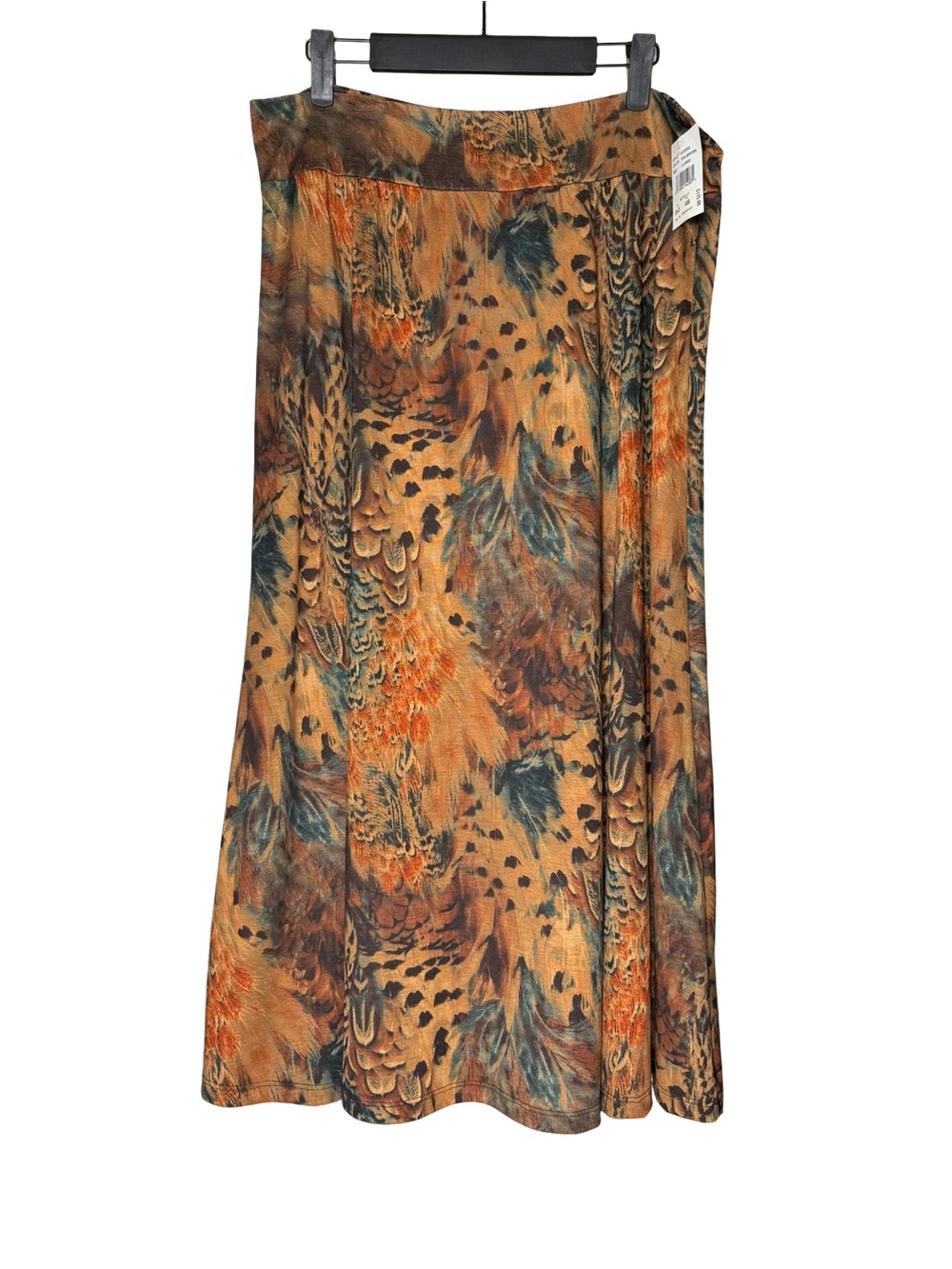 Carilyn Vaile Skirt XL Abstract Feather Animal Print Skirt Boho Festival NWT